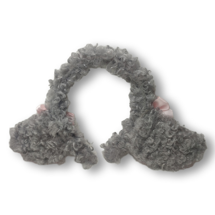 Обруч Овечі вушка Сірий з Рожевими бантиками - Основні контакти 03